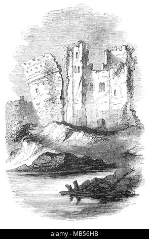 Der Schiefe Turm von Caerphilly Castle, eine mittelalterliche Festung in South Wales. Es wurde durch Gilbert De Clare im 13. Jahrhundert als Teil seiner Kampagne Glamorgan zu erobern. Durch umfangreiche künstliche Seen, dachte "die aufwendigsten Wasser Verteidigung in allen Großbritannien" umgeben, ist es der zweitgrößte Schloss in Großbritannien, bekannt als konzentrische schloss Verteidigung nach Großbritannien eingeführt und für seine grosse Torhäuser. Stockfoto