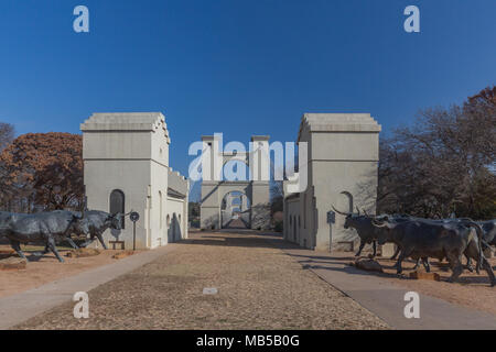 Historische Waco Suspension Bridge in Waco Texas Stockfoto