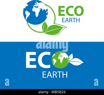 Farbe Label von ECO Erde auf Weißem und Blauem Hintergrund. Vektor il Stock Vektor