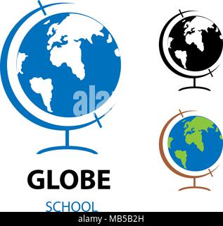 Vector Illustration einer Schule Globus. Monochrom und Farbe glob Stock Vektor