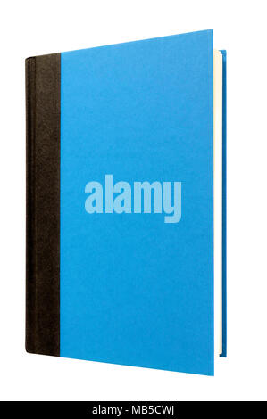 Hellblau Hardcover-buch vordere Abdeckung aufrechte vertikale isoliert auf weißem Stockfoto