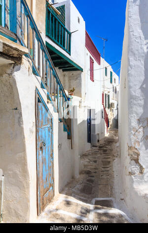 Typische Straße, Chora, Mykonos, Griechenland Stockfoto