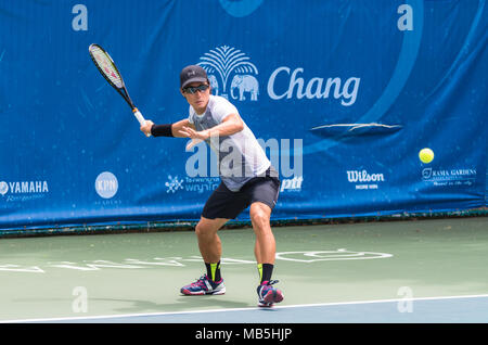 BANGKOK, 24. Juni: Toshihide Matsui von Japan in Chang ITF pro Stromkreis International Tennis Federation 2015 im Rama Gardens Hotel am 24. Juni, 20. Stockfoto