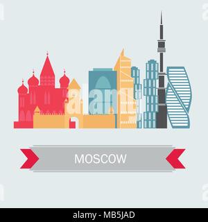 Moskau Russland Skyline mit Farbe Gebäude. Vektor. Reisen und Tourismus Stock Vektor