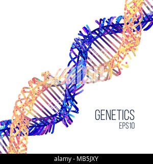 Minimale DNA-Helix flachbild Abbildung auf dem weißen Hintergrund Stock Vektor