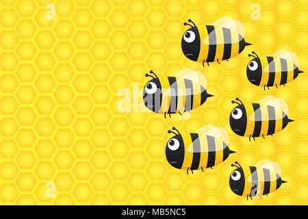 Hintergrund mit Waben und die Bienen Stock Vektor