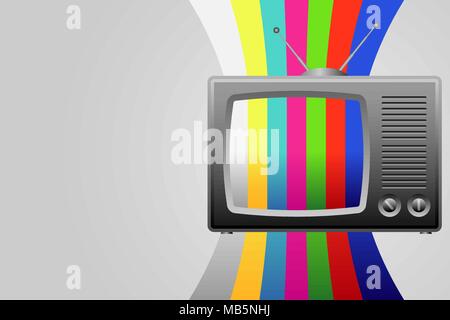 Retro TV mit Test Bild Hintergrund Stock Vektor