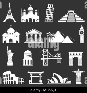 International bekannte Wahrzeichen Symbole. Vektor einrichten Stock Vektor