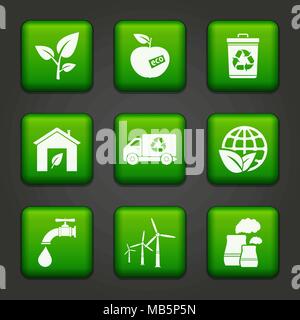 ECO Symbole, Vektor Web Buttons Stock Vektor