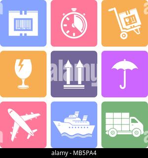 Logistische Symbole, flache Design Vector Stock Vektor