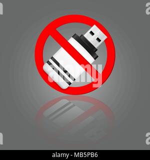 Kein usb-stick rot Vektor Zeichen Stock Vektor
