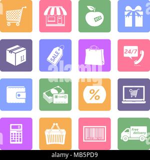 Shopping Icons, flache Design Vector Stock Vektor