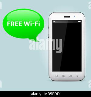 Kostenloses WLAN-Zone. Mit Sprechblase Smartphone. Stock Vektor