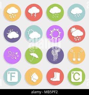 Wetter Vektor flachbild Symbole gesetzt Stock Vektor