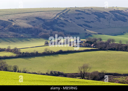 In der Nähe von seaford Sussex/UK - 5. APRIL: Blick auf Ackerland in der Nähe von Seaford Sussex am 5. April 2018 Stockfoto