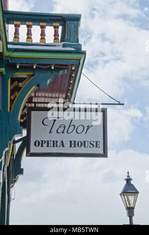 Die Tabor Opera House, 1879 erbaut von Horace Tabor, wird auch heute noch für musikalische Darbietungen und Theaterstücke. Stockfoto