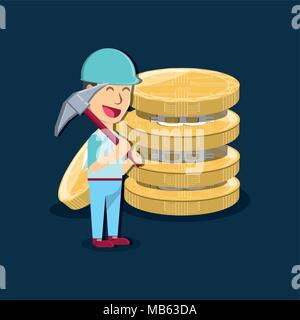 Bergbau cryptocoins Design mit über Hintergrund, farbenfrohen Design. Vector Illustration Stock Vektor