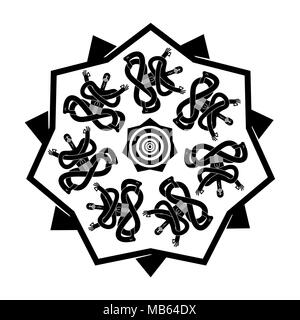 Yogi doodle. Emblem für Yoga Schule. Indische Yoga in Turban. Entspannung und Meditation. spirituelle, mentale und physische Übungen. Stock Vektor