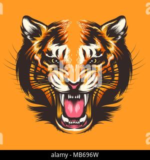 Hand DrawnTiger Kopf. Vector Illustration. Stock Vektor