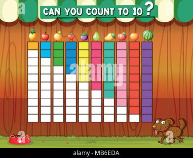 Zählen mit verschiedenen Früchten Abbildung 10 Stock Vektor