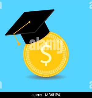 Finanzielle Investitionen in die Ausbildung. Vektor Promotion Universität, investieren in Bachelor, Stipendium Finanzübersicht Stock Vektor
