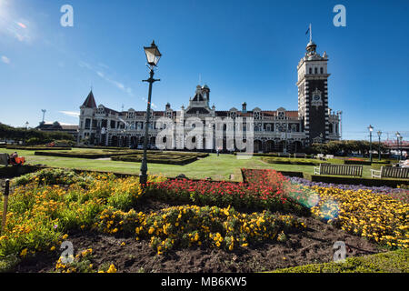 Die ikonischen Dunedin Railway Station Otago, Neuseeland Stockfoto