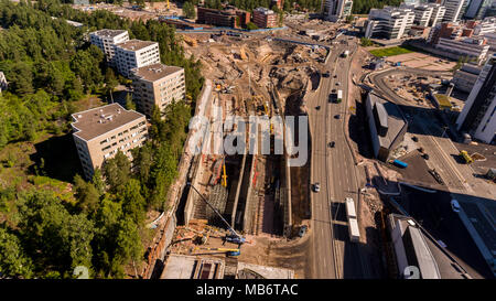 Bau von Kehä I in Keilaniemi Stockfoto