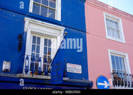 Bunte Häuser in Notting Hill, London, UK. Stockfoto