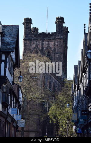 Chester die anglikanische Kathedrale von Eastgate Street Stockfoto