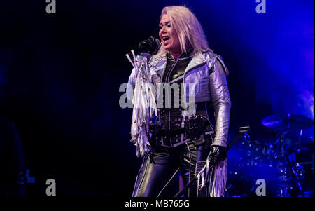 Bournemouth, Großbritannien, 7. April 2018. Kim Wilde im Pavillon, Bournemouth. Credit: Charlie Raven/Alamy leben Nachrichten Stockfoto