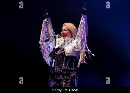 Bournemouth, Großbritannien, 7. April 2018. Kim Wilde im Pavillon, Bournemouth. Credit: Charlie Raven/Alamy leben Nachrichten Stockfoto