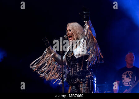 Bournemouth, Großbritannien, 7. April 2018. Kim Wilde im Pavillon, Bournemouth. Credit: Charlie Raven/Alamy leben Nachrichten Stockfoto