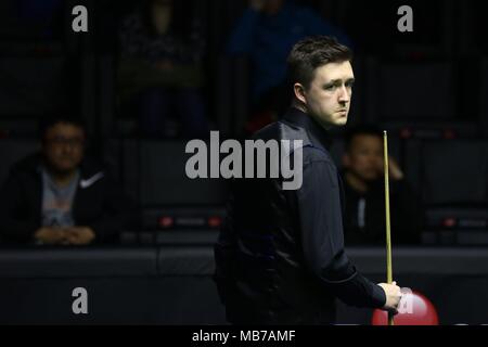 Peking, Peking, China. 7 Apr, 2018. Peking, China bis 7. April 2018: Englisch professional Snooker player Mark Selby konkurriert mit kyren Wilson im Halbfinale des Snooker China Open 2018 in Peking, April 7th, 2018. Credit: SIPA Asien/ZUMA Draht/Alamy leben Nachrichten Stockfoto