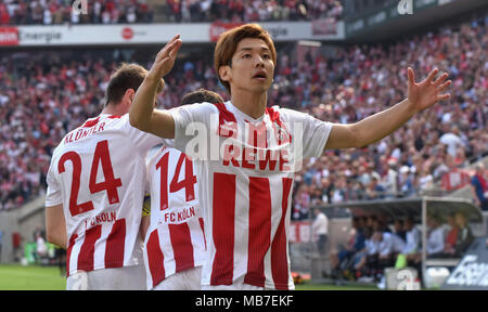 Köln, Deutschland, 7. April 2018, Bundesliga Spieltag 29, 1. FC Koeln vs 1. FSV Mainz 05: Yuya Osako (Koeln) Gesten. Credit: Jürgen Schwarz/Alamy leben Nachrichten Stockfoto