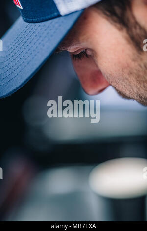 Longfield, Kent, Großbritannien. 8. April 2018. BTCC Rennfahrer Andrew Jordan und BMW Pirtek Racing während der Dunlop MSA British Touring Car Championship in Brands Hatch Indy Circuit (Foto: Gergo Toth/Alamy Live-Nachrichten) Stockfoto