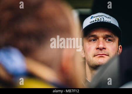 Longfield, Kent, Großbritannien. 8. April 2018. BTCC Rennfahrer Colin Turkington und Team BMW während der Dunlop MSA British Touring Car Championship in Brands Hatch Indy Circuit (Foto: Gergo Toth/Alamy Live-Nachrichten) Stockfoto