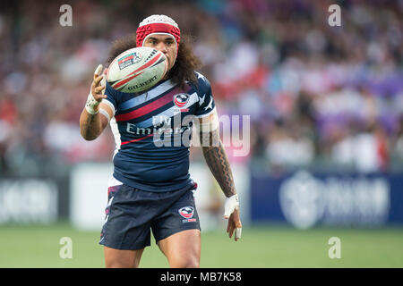 Hongkong, China. 08 Apr, 2018. Rugby Sevens Turnier in Hongkong vom 5. bis 8. April 2018, folau Niua (USA, 7) - KEINE LEITUNG SERVICE-Credit: Jürgen Keßler/dpa/Alamy leben Nachrichten Stockfoto