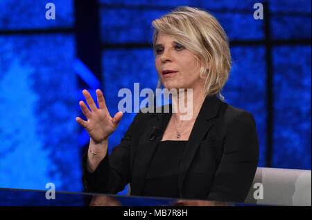 Mailand, Maria De Filippi, Journalist und Host, zu Gast bei der Fernsehsendung Che Tempo che fa. 08/04/2018, Mailand, Italien Stockfoto