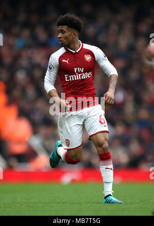 London, Großbritannien. 8 Apr, 2018. Reiss Nelson (A) im Arsenal v Southampton englische Premier League Spiel, das Emirates Stadium, London, am 8. April 2018. ** Dieses Bild ist für die redaktionelle Verwendung ** Quelle: Paul Marriott/Alamy leben Nachrichten Stockfoto