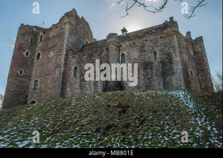 Burg Doune in Schottland - Historisches Denkmal und Drehort für mehrere Filme Stockfoto