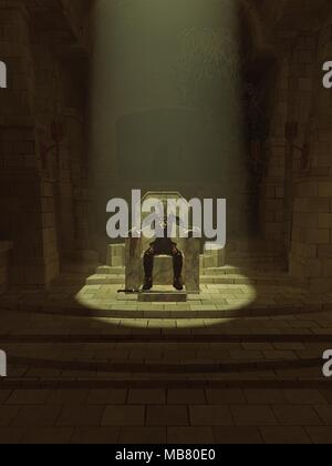 Untote Lich König auf seinem dunklen Thron Stockfoto