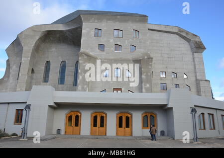 Das Goetheanum, Dornach, in der Nähe von Basel, Schweiz, Januar 2018. Von Rudolf Steiner entwickelt und ist das Zentrum für die anthroposophische Bewegung. Stockfoto