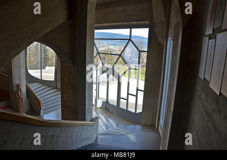 Das Goetheanum, Dornach, in der Nähe von Basel, Schweiz, Januar 2018. Von Rudolf Steiner entwickelt und ist das Zentrum für die anthroposophische Bewegung. Stockfoto