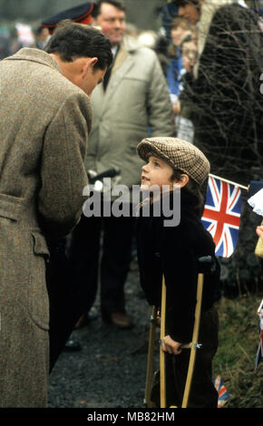 Prinz Charles in Blists Hill Museum im März 1987 Seine Königliche Hoheit der Prinz von Wales Stockfoto