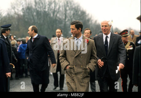 Prinz Charles in Blists Hill Museum im März 1987 Seine Königliche Hoheit der Prinz von Wales Stockfoto