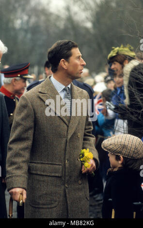 Prinz Charles in Blists Hill Museum im März 1987 Seine Königliche Hoheit der Prinz von Wales Stockfoto