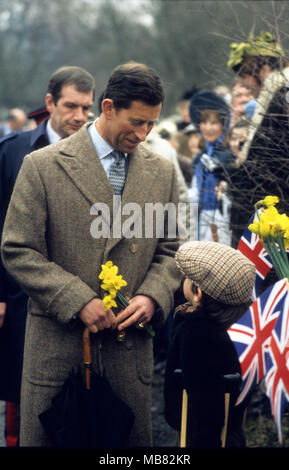 Prinz Charles in Blists Hill Museum im März 1987 Seine Königliche Hoheit der Prinz von Wales Stockfoto