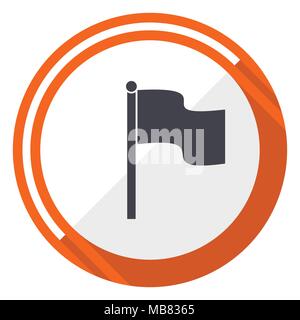 Flagge flache Design vector Web Icon. Runde orange internet Taste auf weißem Hintergrund. Stock Vektor