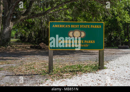 Americas Best State Parks Billboard erklärte Florida State Parks der realen Florida... Amerika zuerst drei Mal Sieger. Stockfoto