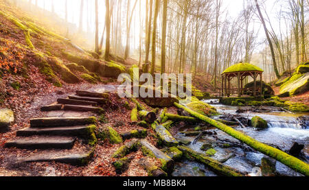 Winter Morgen im Karlstal bei Trippstadt Stockfoto